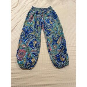 Paisley Harem Pants Womens Elastic Waist Boho Hippie Lounge Gypsy Gene Retro